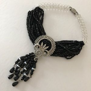 Vintage deco necklace black and white